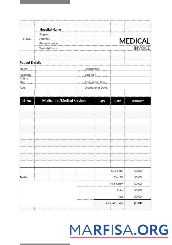 Blank Medical Bill Format Template